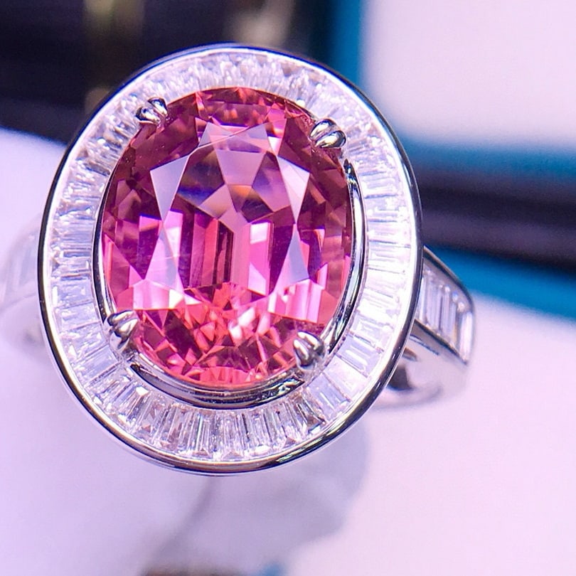 14k Gold 5.87 Ctw Natural Tourmaline & Diamond Ring - 4