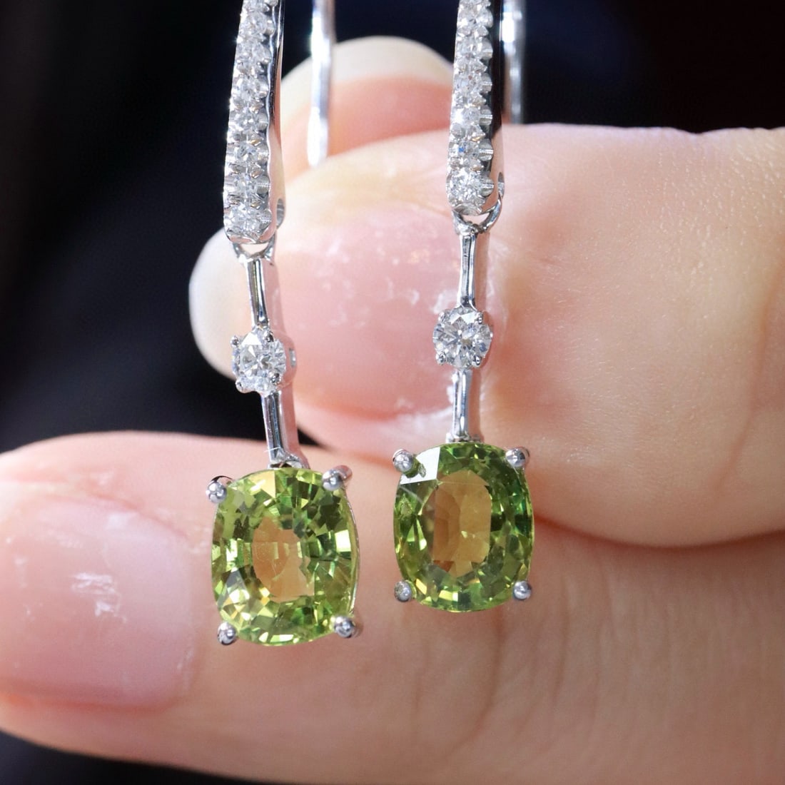14k Gold 2.9 Ct Natural Sapphire & Diamond Earrings - 2