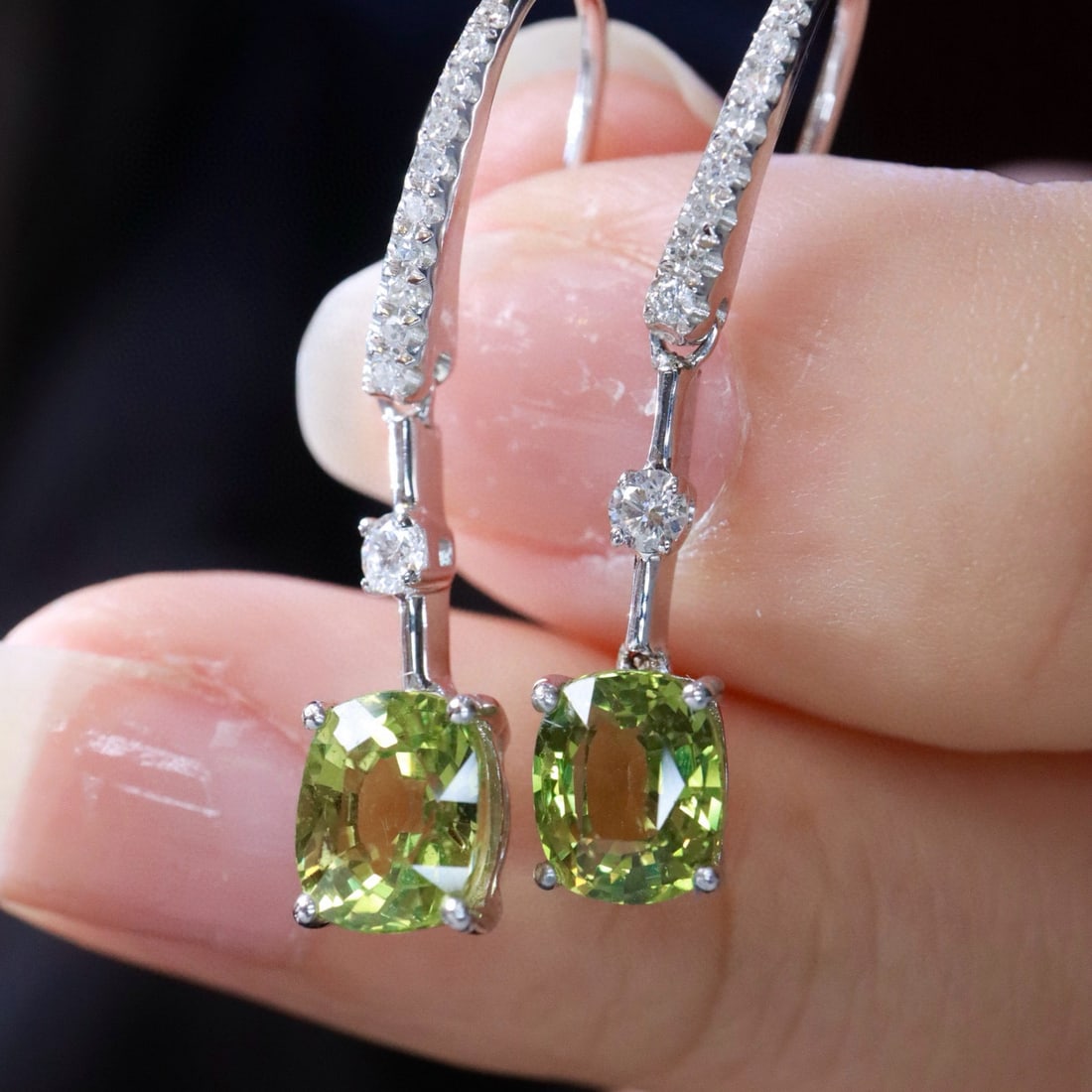 14k Gold 2.9 Ct Natural Sapphire & Diamond Earrings - 3