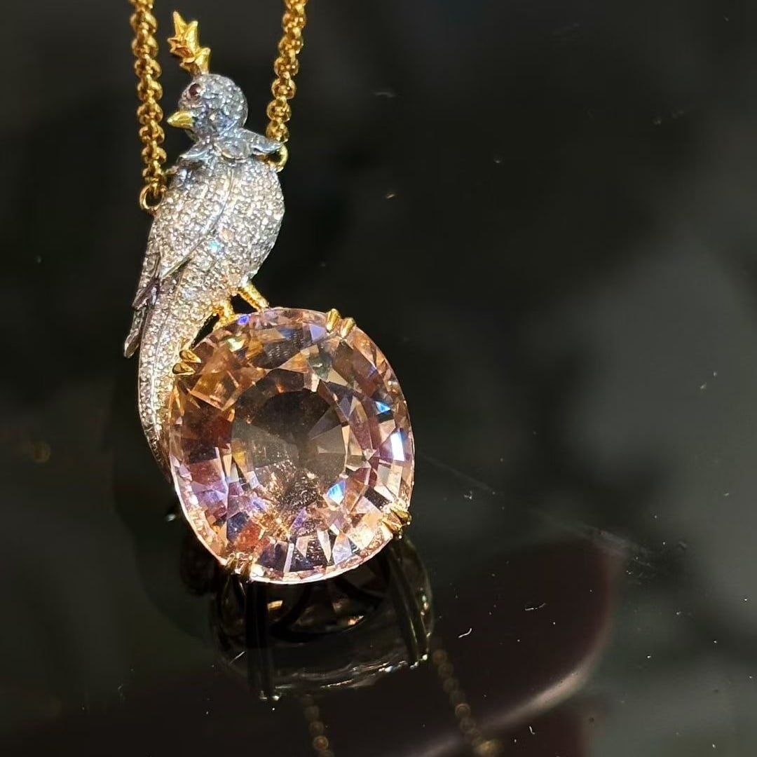 14k Gold 11.65 Ct Natural Tourmaline & Diamond Necklace - 2
