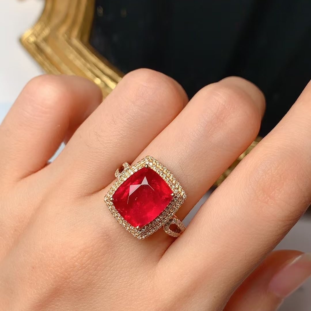 14k Gold 5.25 Ct Natural Tourmaline & Diamond Ring - 2