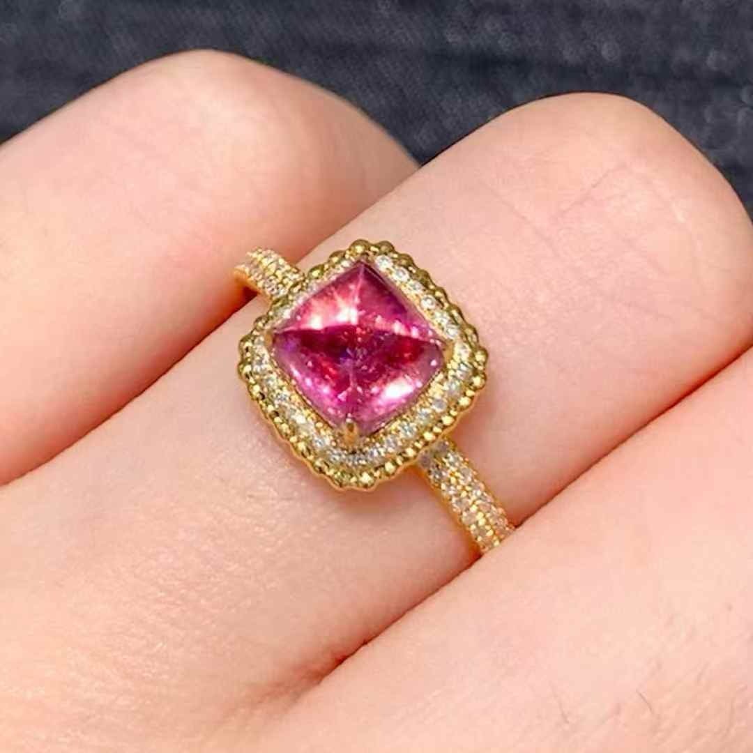 14k Gold 2.15 Ct Natural Tourmaline & Diamond Ring - 3