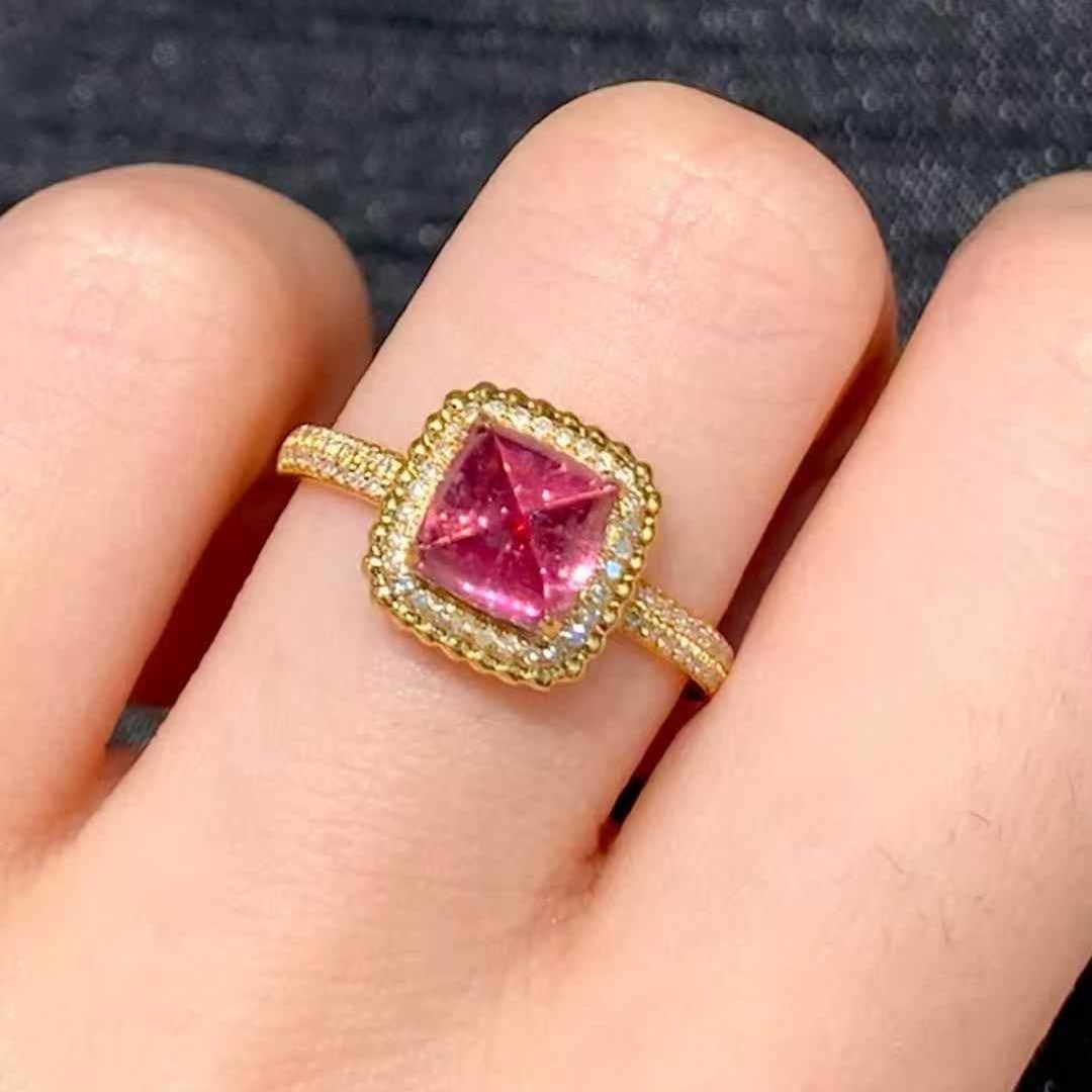 14k Gold 2.15 Ct Natural Tourmaline & Diamond Ring - 4