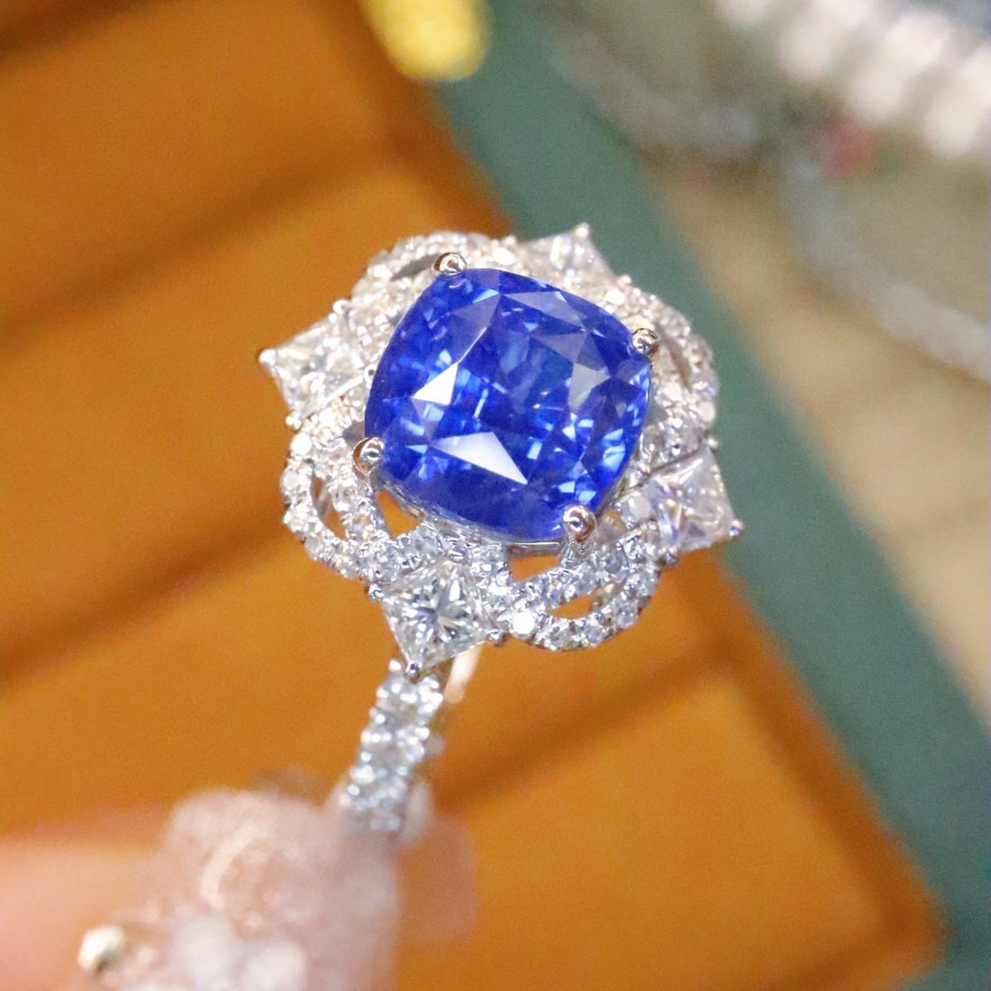14k Gold 3.43 Ctw Natural Sapphire & Diamond Ring - 3