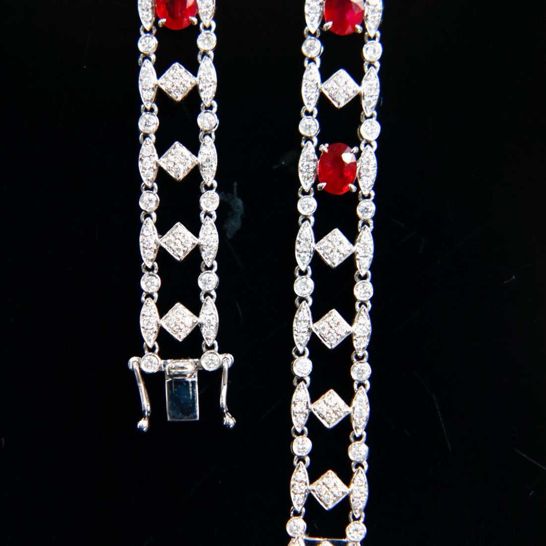14k Gold 2.81 Ctw Natural Ruby & Diamond Bracelet - 2