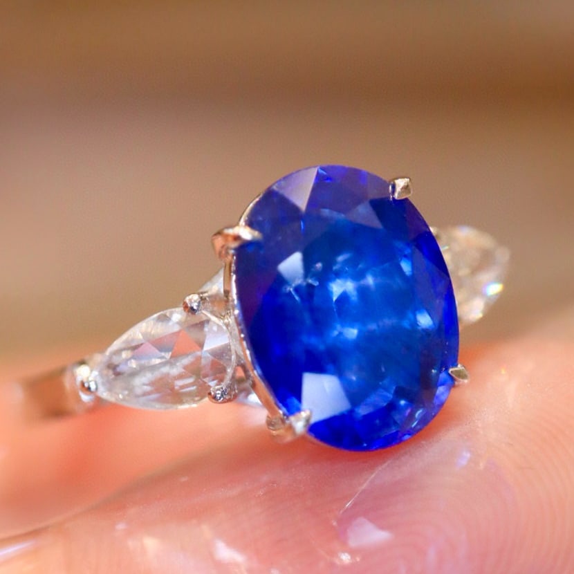 14k Gold 3.28 Ctw Natural Sapphire & Diamond Ring - 2