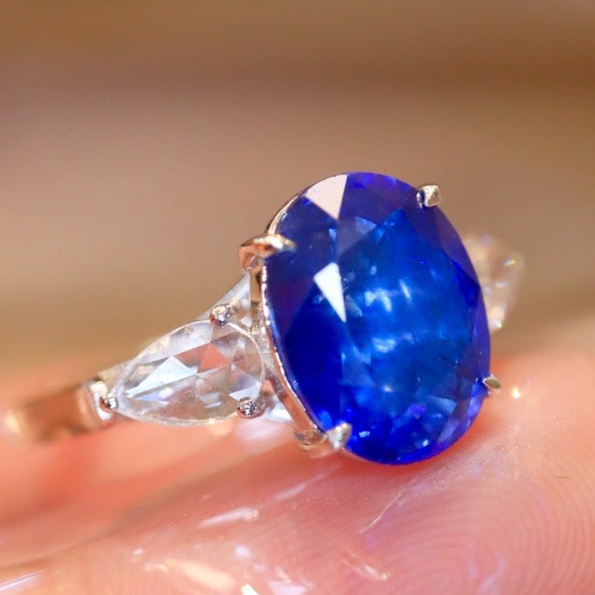 14k Gold 3.28 Ctw Natural Sapphire & Diamond Ring - 3