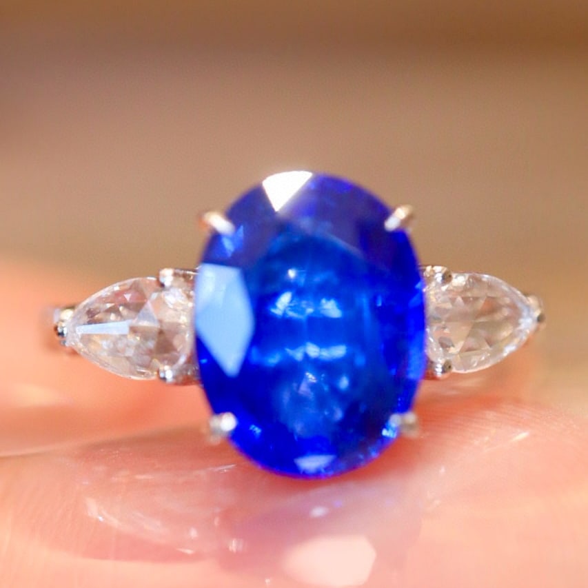 14k Gold 3.28 Ctw Natural Sapphire & Diamond Ring - 4