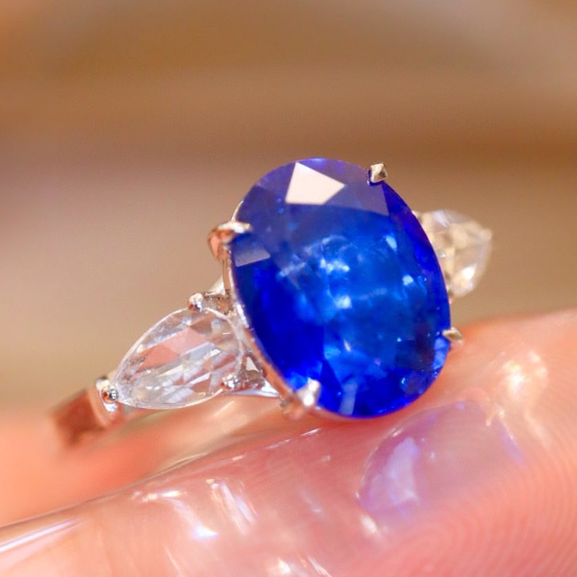 14k Gold 3.28 Ctw Natural Sapphire & Diamond Ring - 5