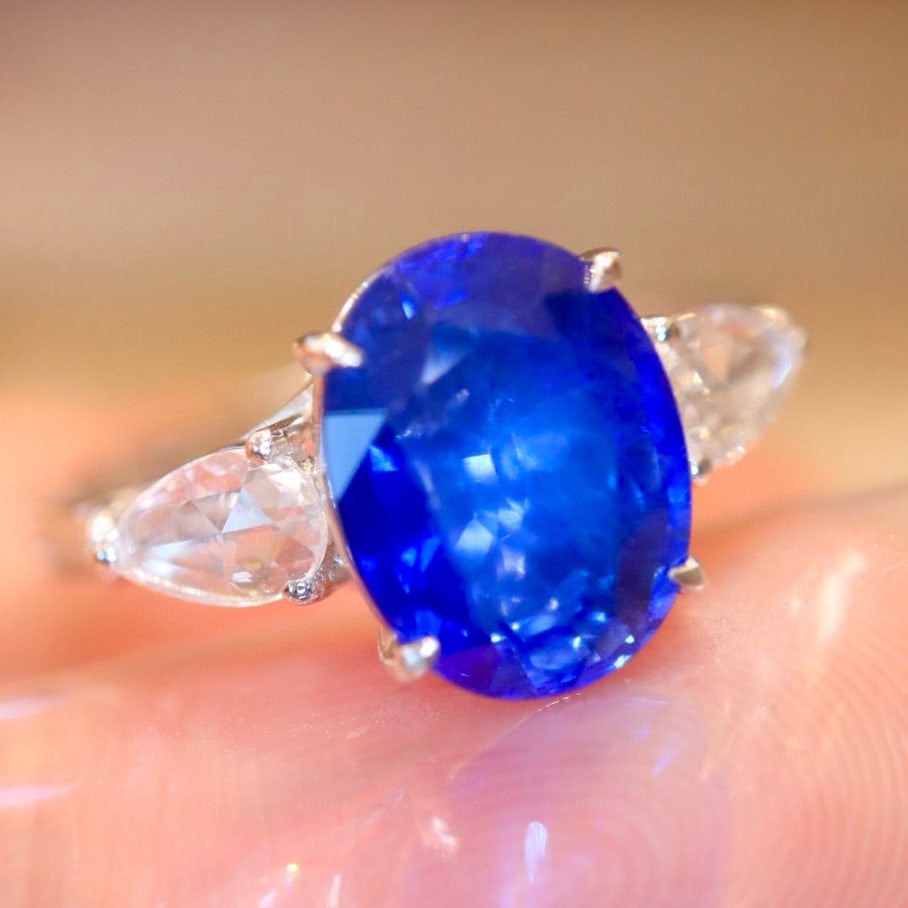 14k Gold 3.28 Ctw Natural Sapphire & Diamond Ring - 6