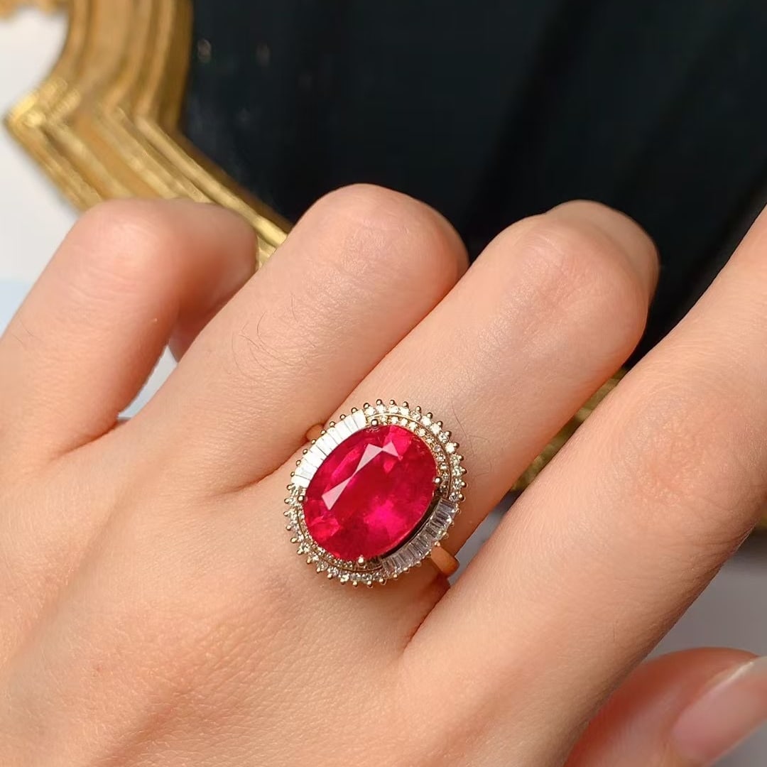 14k Gold 4.8 Ct Natural Tourmaline & Diamond Ring - 2