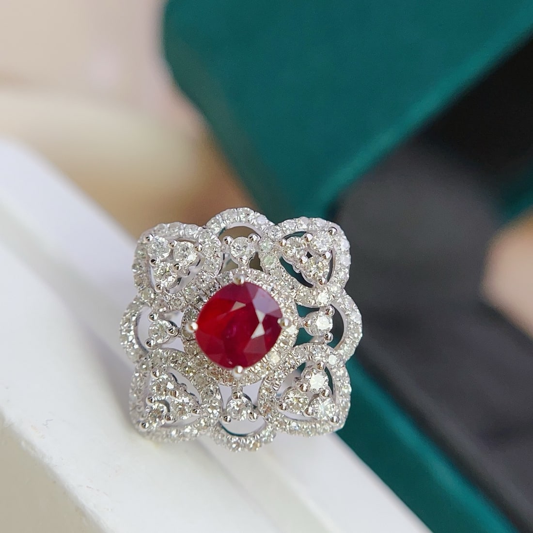 14k Gold 1.00 Ct Natural Ruby & Diamond Ring - 2