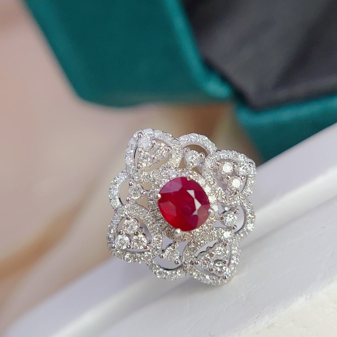 14k Gold 1.00 Ct Natural Ruby & Diamond Ring - 3