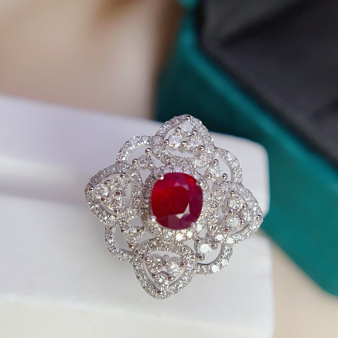 14k Gold 1.00 Ct Natural Ruby & Diamond Ring - 4
