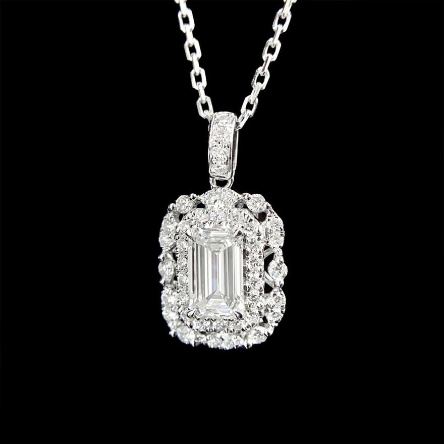 Gia Certified 14k Gold 0.50 Ct Natural H Vvs2 Emerald Diamond Pendant( Without Chain ) - 2