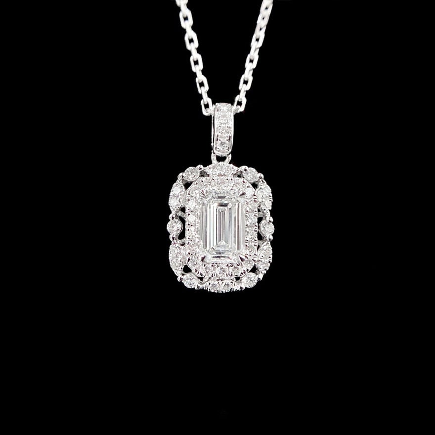 Gia Certified 14k Gold 0.50 Ct Natural H Vvs2 Emerald Diamond Pendant( Without Chain ) - 3
