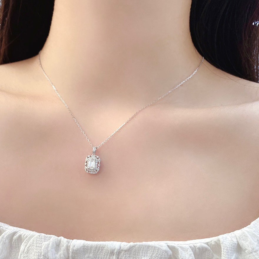 Gia Certified 14k Gold 0.50 Ct Natural H Vvs2 Emerald Diamond Pendant( Without Chain ) - 6