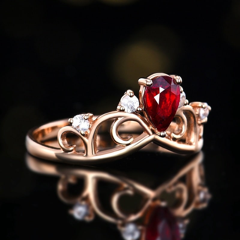 14k Gold 0.49 Ct Natural Ruby & Sapphire Ring - 3