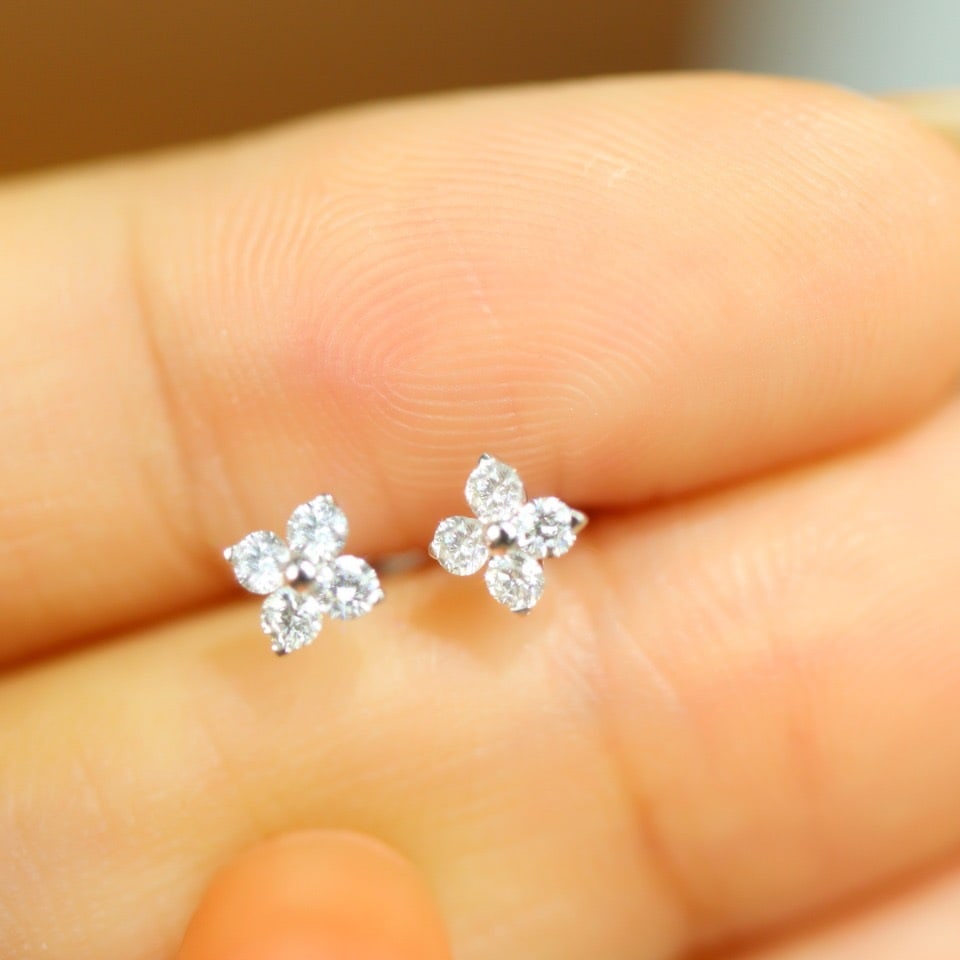 14k Gold 0.40 Ct Natural H Diamond Earrings - 5