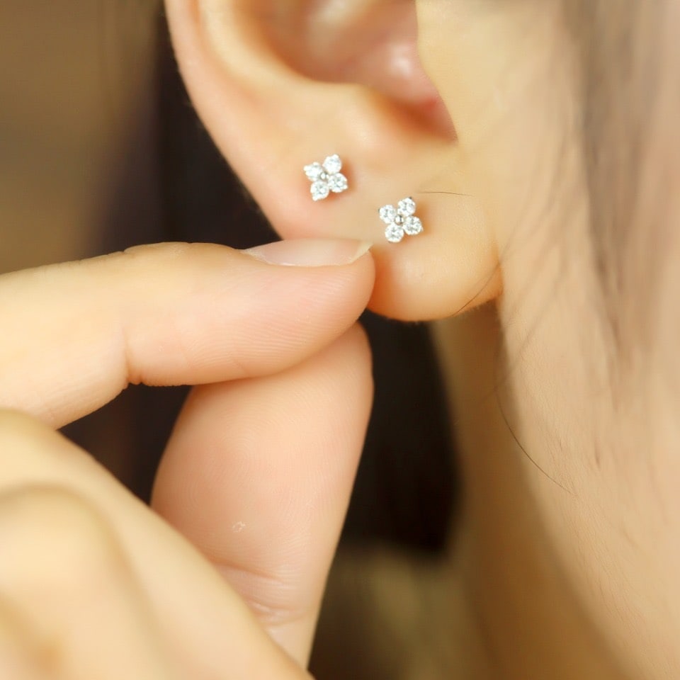 14k Gold 0.40 Ct Natural H Diamond Earrings - 7