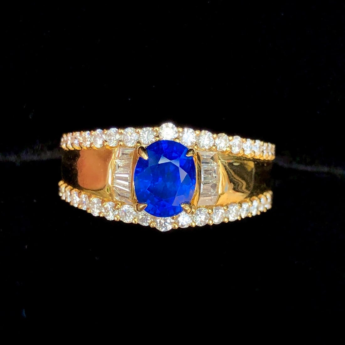 14k Gold 1.28 Ct Natural Sapphire & Diamond Ring (1 of 7)