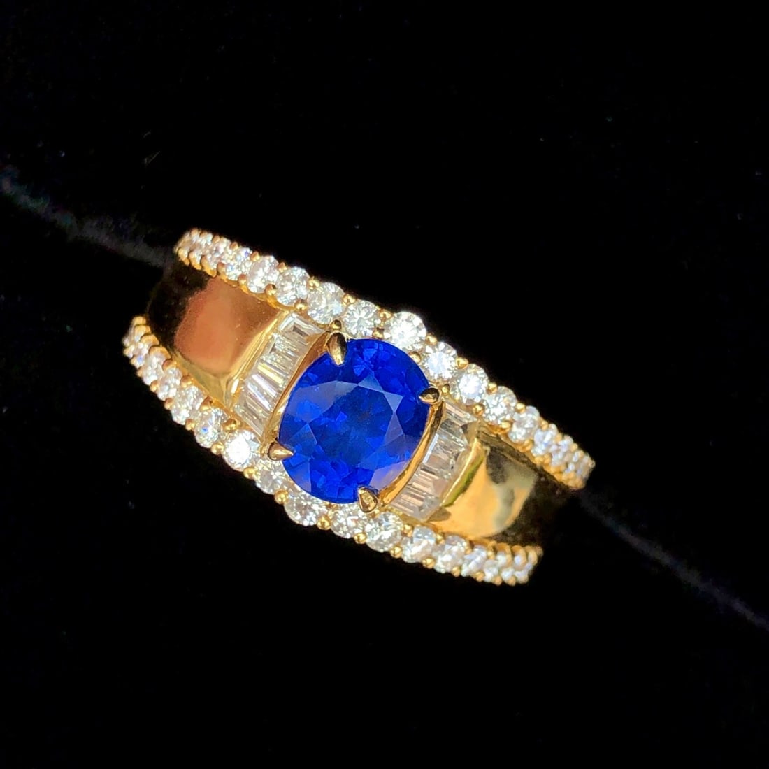 14k Gold 1.28 Ct Natural Sapphire & Diamond Ring - 2