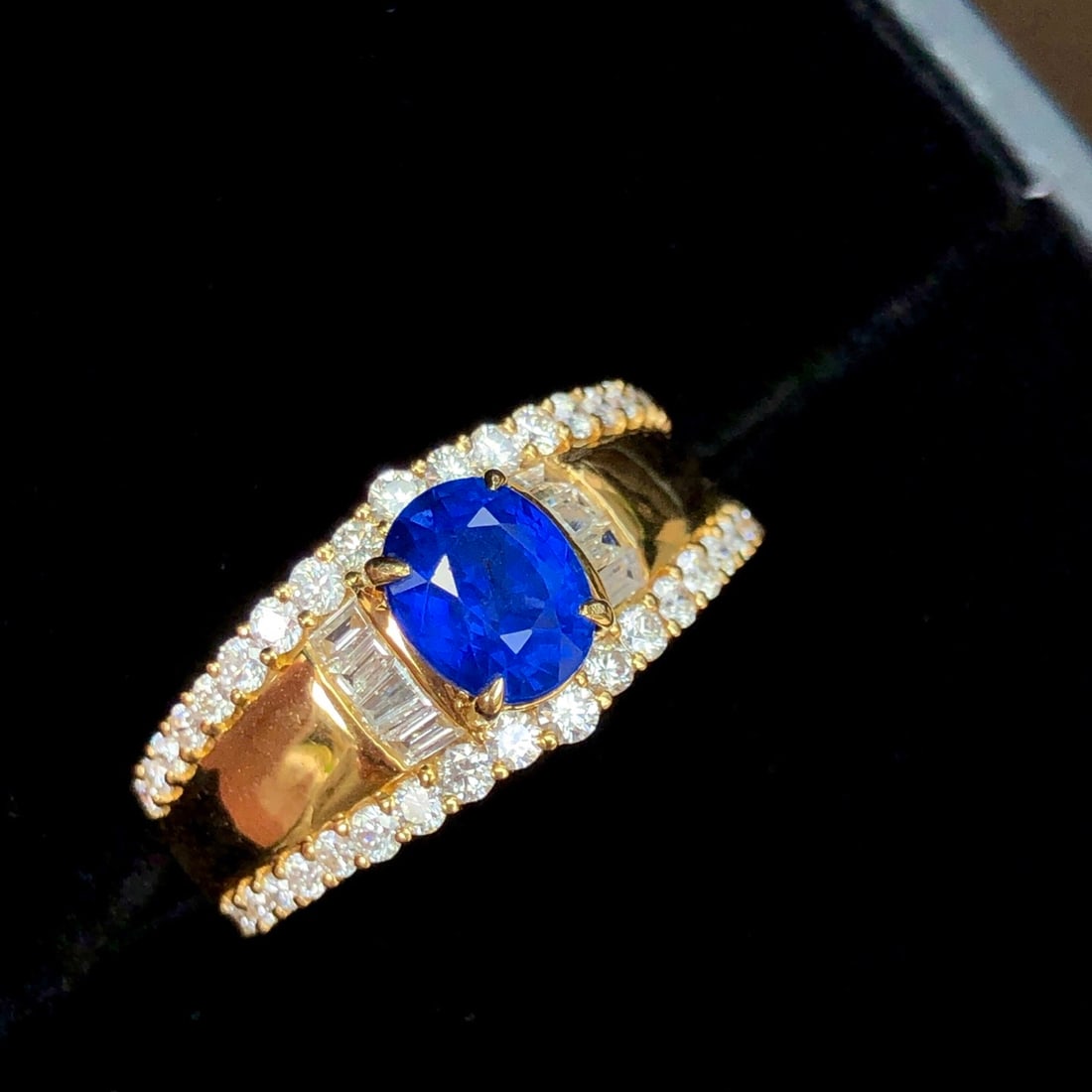 14k Gold 1.28 Ct Natural Sapphire & Diamond Ring - 4