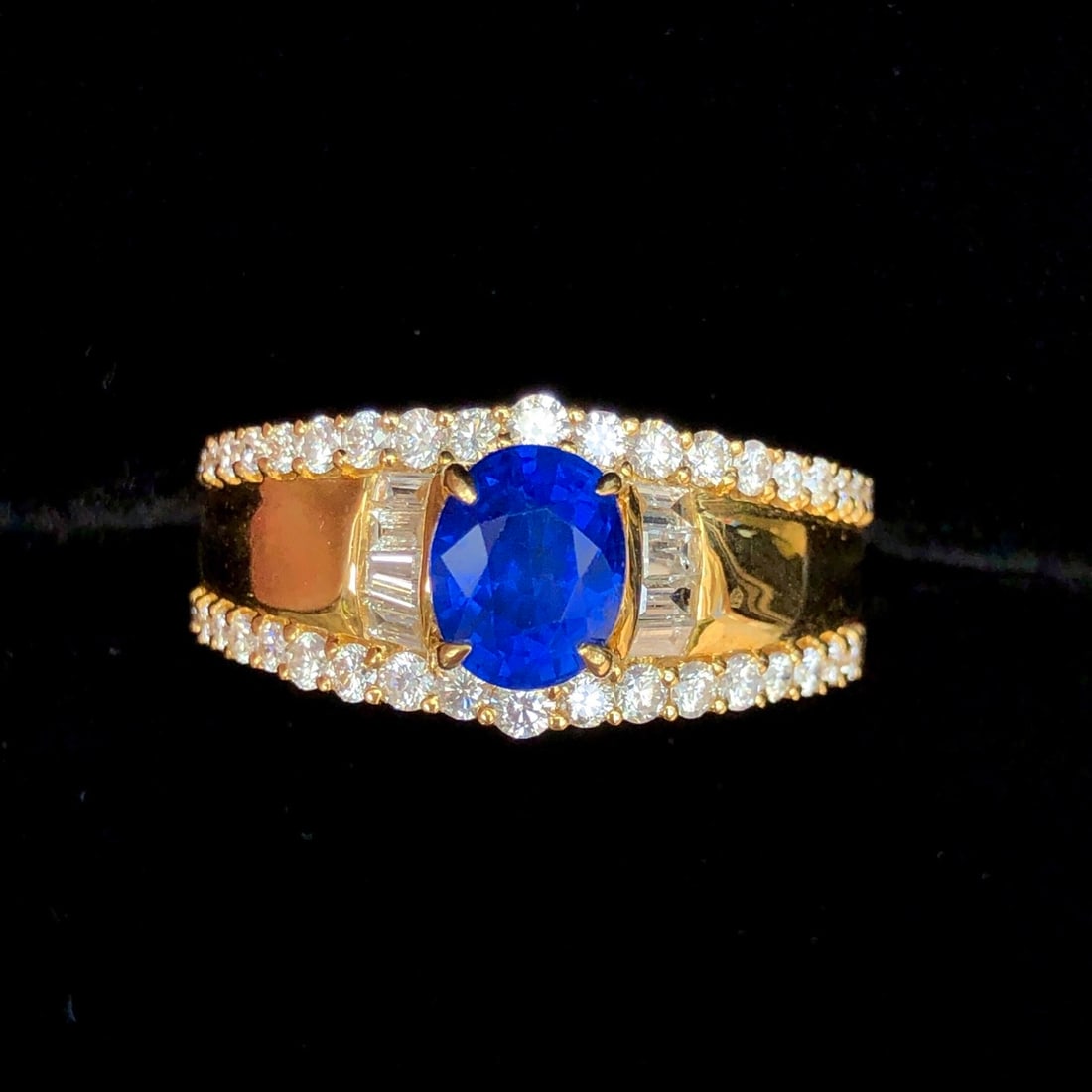 14k Gold 1.28 Ct Natural Sapphire & Diamond Ring - 5