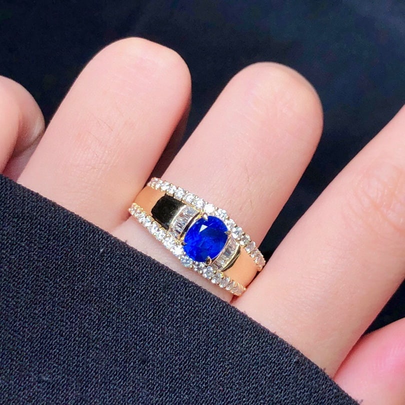 14k Gold 1.28 Ct Natural Sapphire & Diamond Ring - 6
