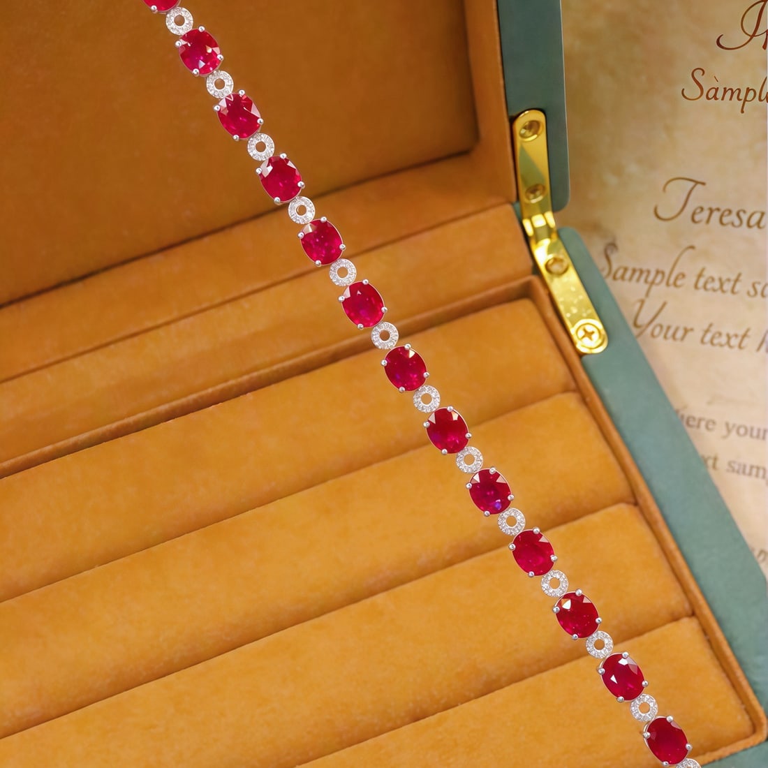 14k Gold 10.01 Ctw Natural Ruby & Diamond Bracelet - 2