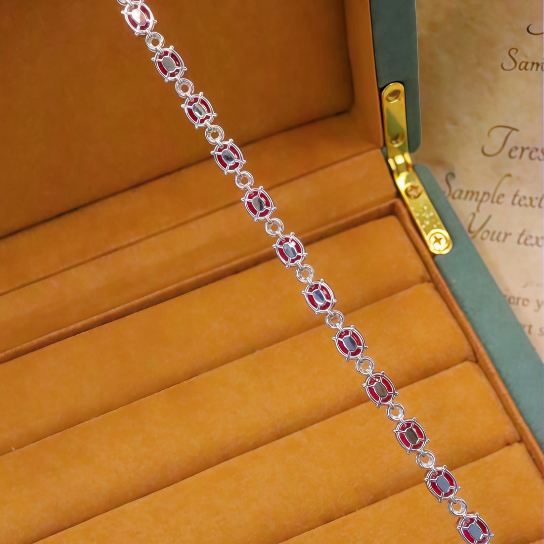14k Gold 10.01 Ctw Natural Ruby & Diamond Bracelet - 4