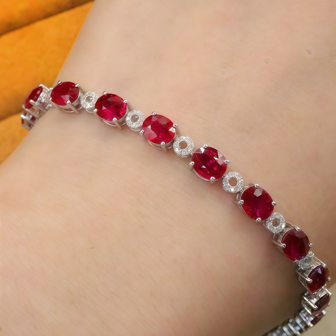 14k Gold 10.01 Ctw Natural Ruby & Diamond Bracelet - 5