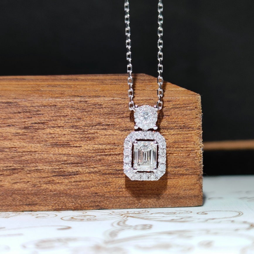 Gia Certified 14k Gold 0.40 Ctw Natural H Vvs1 Emerald Diamond Necklace - 2