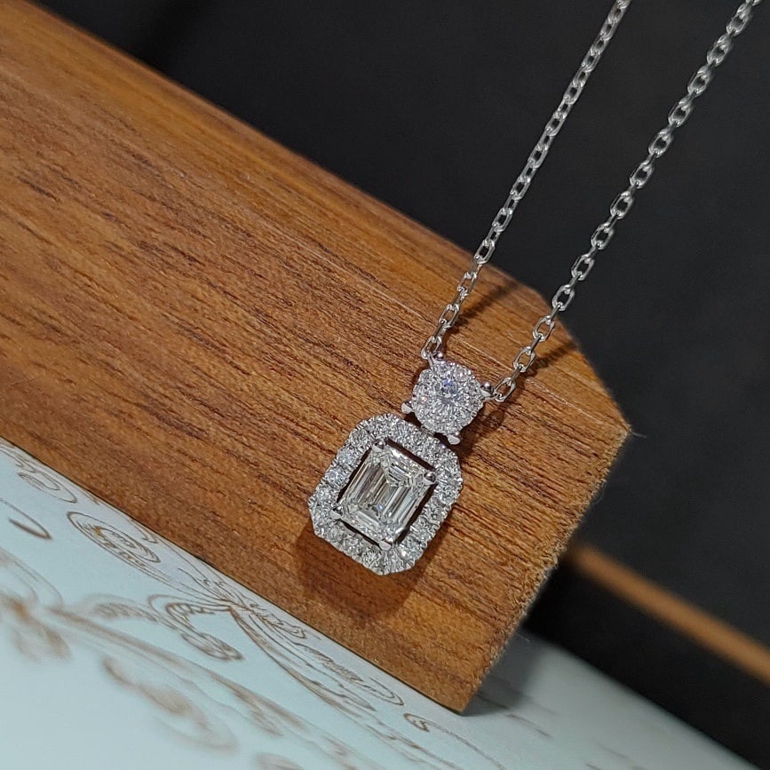 Gia Certified 14k Gold 0.40 Ctw Natural H Vvs1 Emerald Diamond Necklace - 4