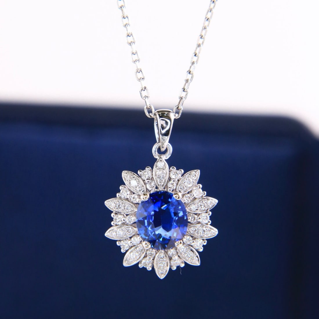 14k Gold 1.62 Ctw Natural Sapphire & Diamond Necklace - 3