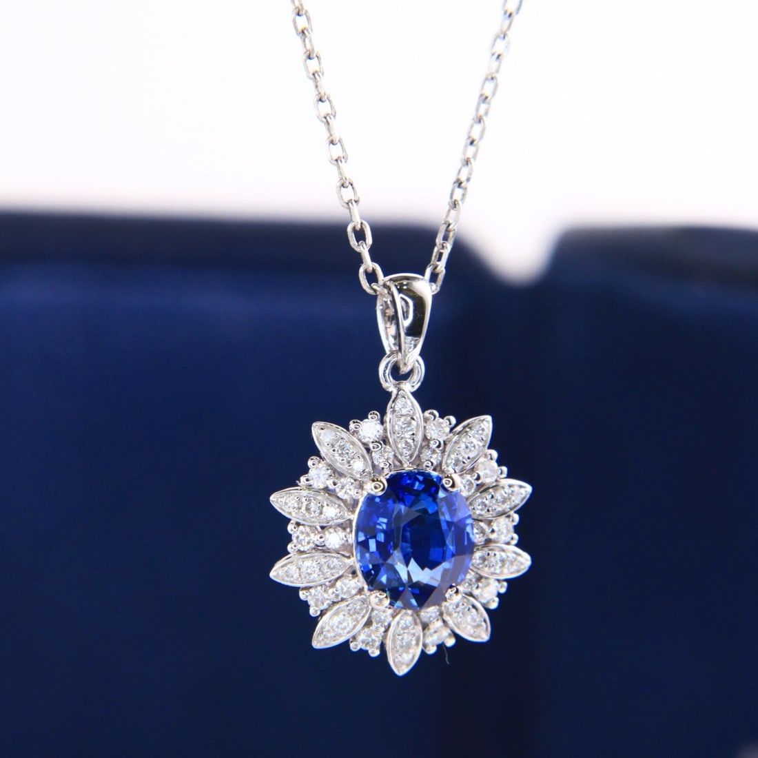 14k Gold 1.62 Ctw Natural Sapphire & Diamond Necklace - 4