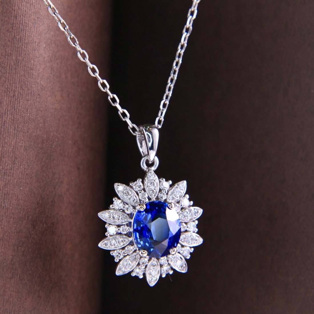 14k Gold 1.62 Ctw Natural Sapphire & Diamond Necklace - 6