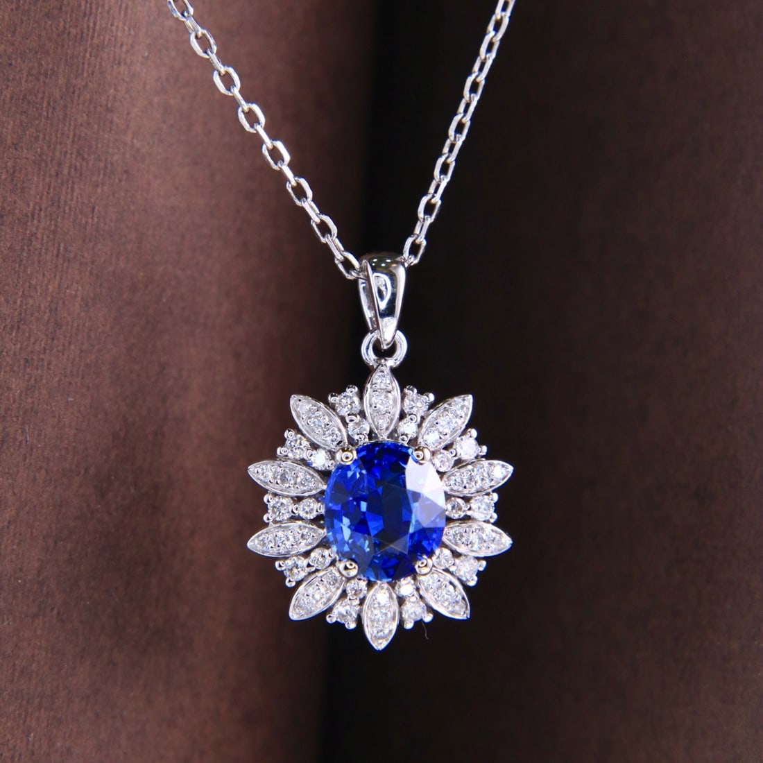 14k Gold 1.62 Ctw Natural Sapphire & Diamond Necklace - 7
