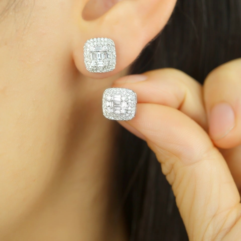 14k Gold 0.68 Ct Natural H Diamond Earrings - 5
