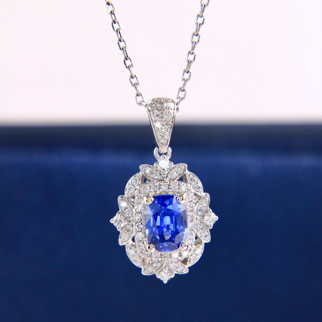 14k Gold 1.50 Ctw Natural Sapphire & Diamond Necklace - 5