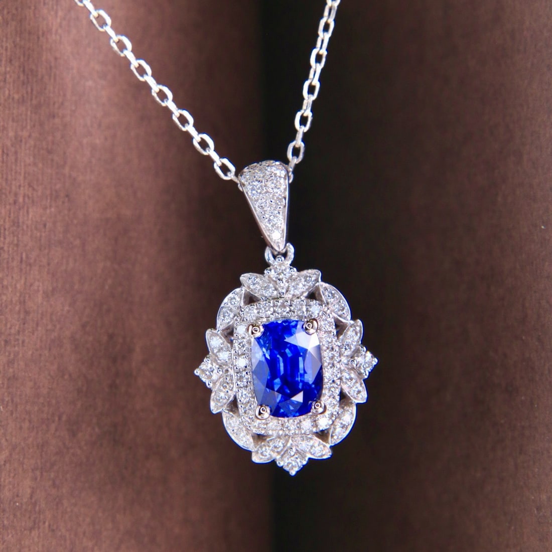 14k Gold 1.50 Ctw Natural Sapphire & Diamond Necklace - 7