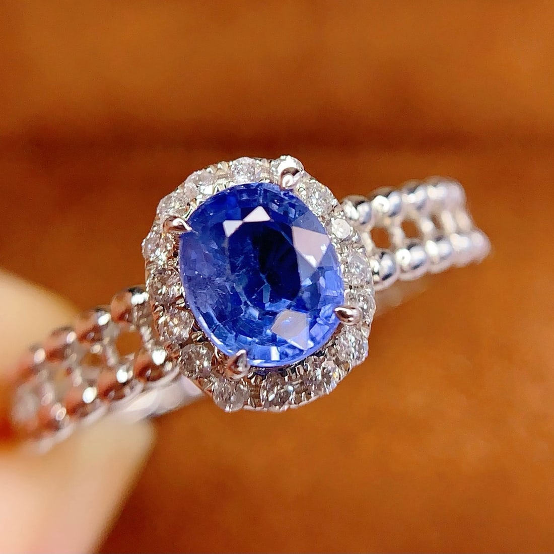 14k Gold 1.35 Ct Natural Sapphire & Diamond Ring - 4