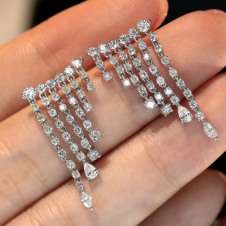 14k Gold 1.5 Ct Natural H Diamond Earrings - 5