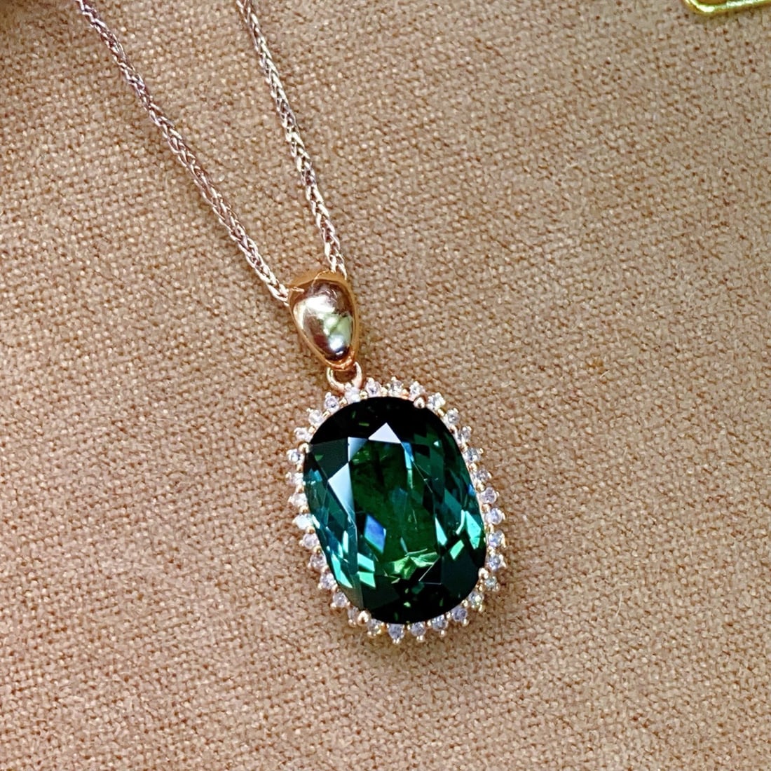 14k Gold 5.26 Ctw Natural Tourmaline & Diamond Pendant( Without Chain ) - 3