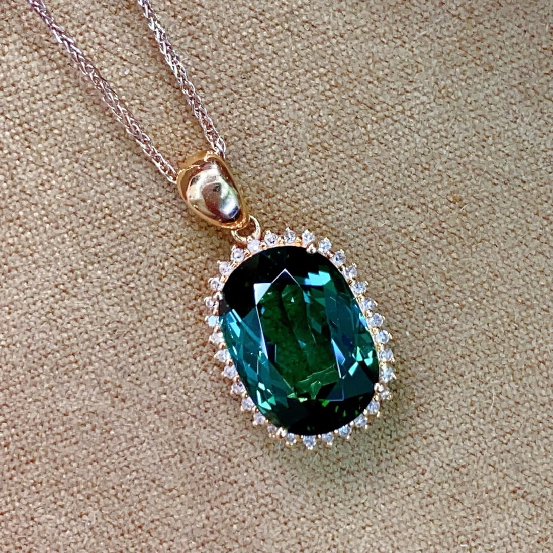 14k Gold 5.26 Ctw Natural Tourmaline & Diamond Pendant( Without Chain ) - 4