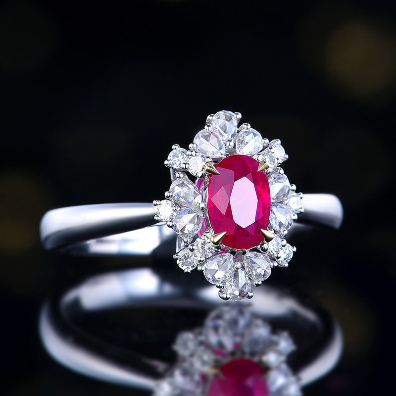 14k Gold 0.97 Ctw Natural Ruby & Diamond Ring - 3