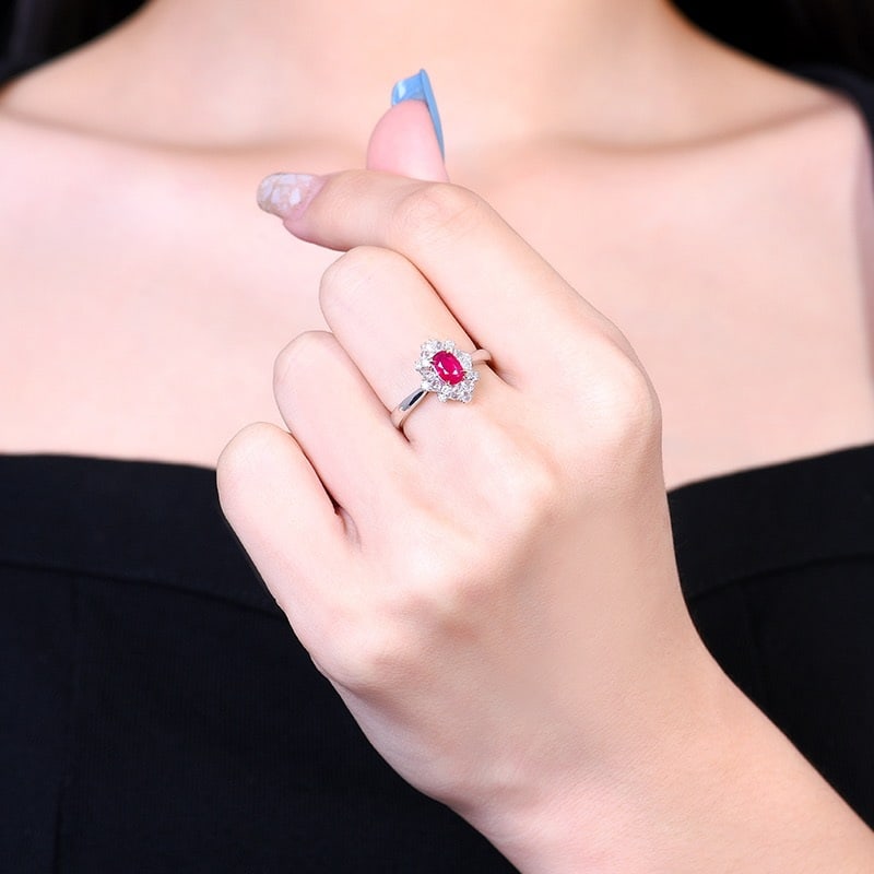 14k Gold 0.97 Ctw Natural Ruby & Diamond Ring - 6