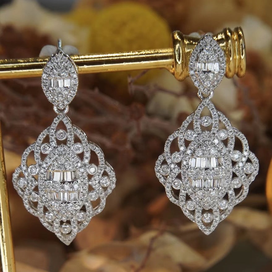 14k Gold 1.5 Ct Natural H Diamond Earrings - 2