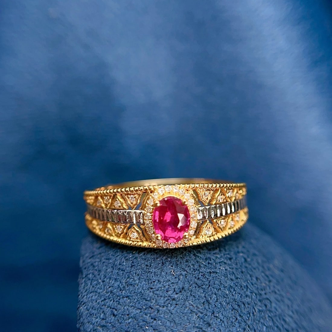 14k Gold 0.45 Ct Natural Ruby & Diamond Ring - 5