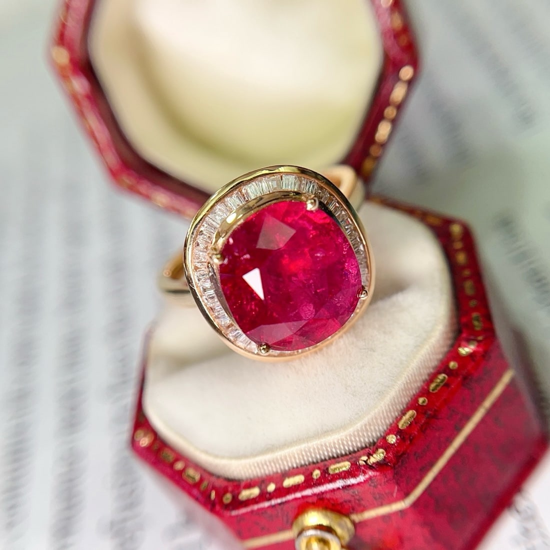 14k Gold 3.60 Ct Natural Tourmaline & Diamond Ring - 5
